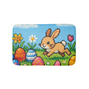 Alfombrilla De Baño conejo de Pascua lindo de 8 bits 