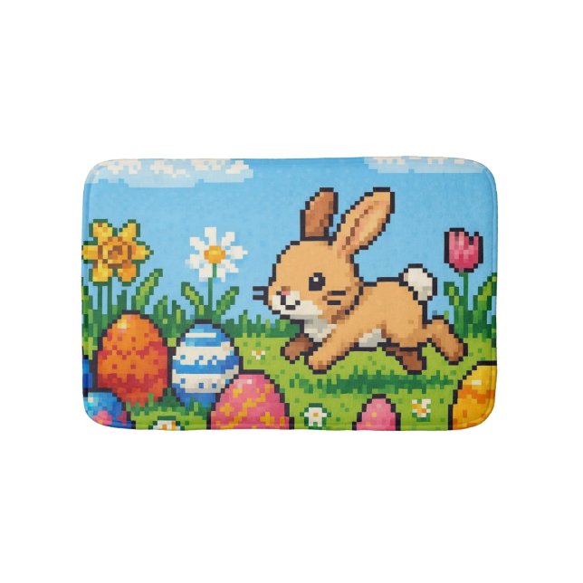 Alfombrilla De Baño conejo de Pascua lindo de 8 bits  (Anverso)