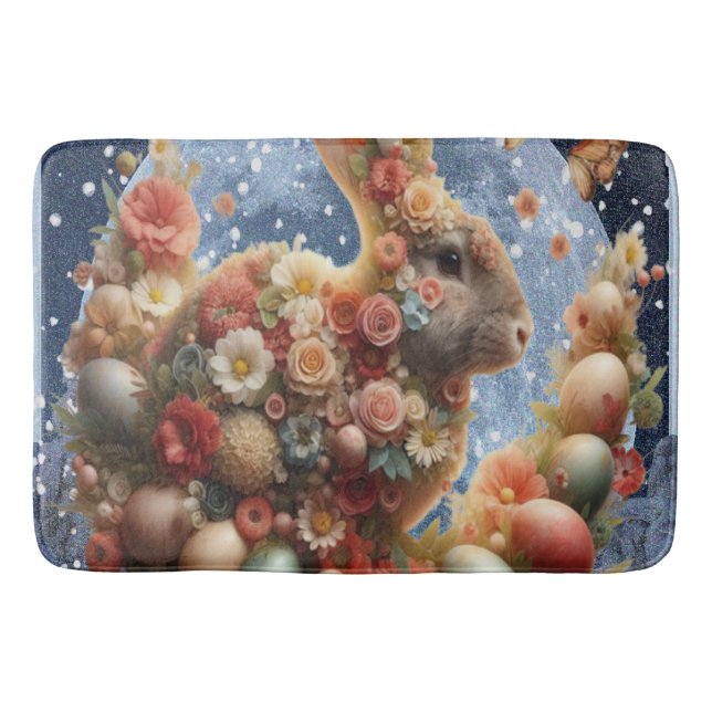 Alfombrilla De Baño Conejo florecido de Pascua  (Anverso)