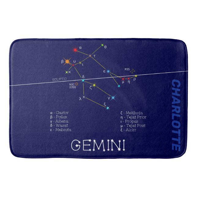 Alfombrilla De Baño Constelación de Zodiac Gemini (Anverso)