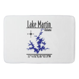 Alfombrilla De Baño Coordenadas del mapa náutico azul del lago Martin