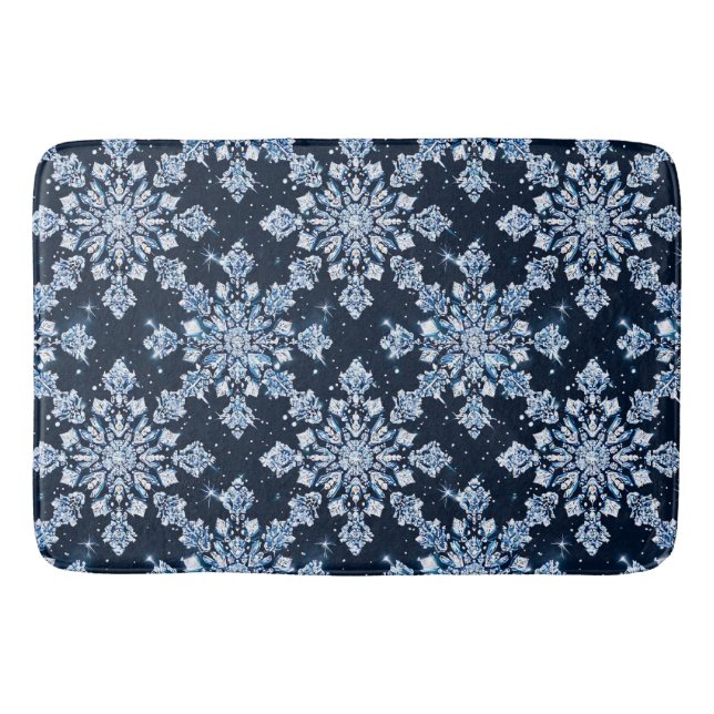 Alfombrilla De Baño Copo de nieve 3d azul (Anverso)