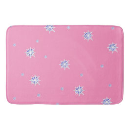 Alfombrilla De Baño Copos de nieve en invierno rosa