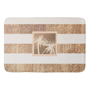 Alfombrilla De Baño Copper & Cream Palmeras Tropicales Brillo Chic