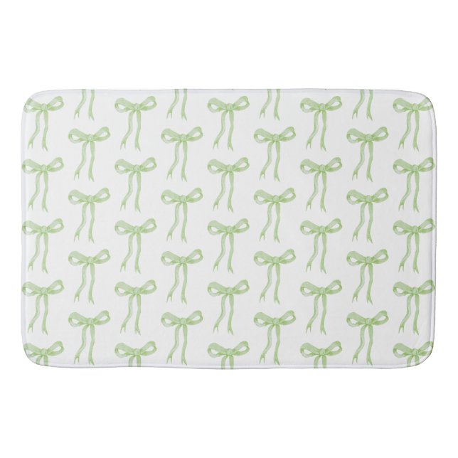 Alfombrilla De Baño Coquette Green Bow Ribbon Girly (Anverso)