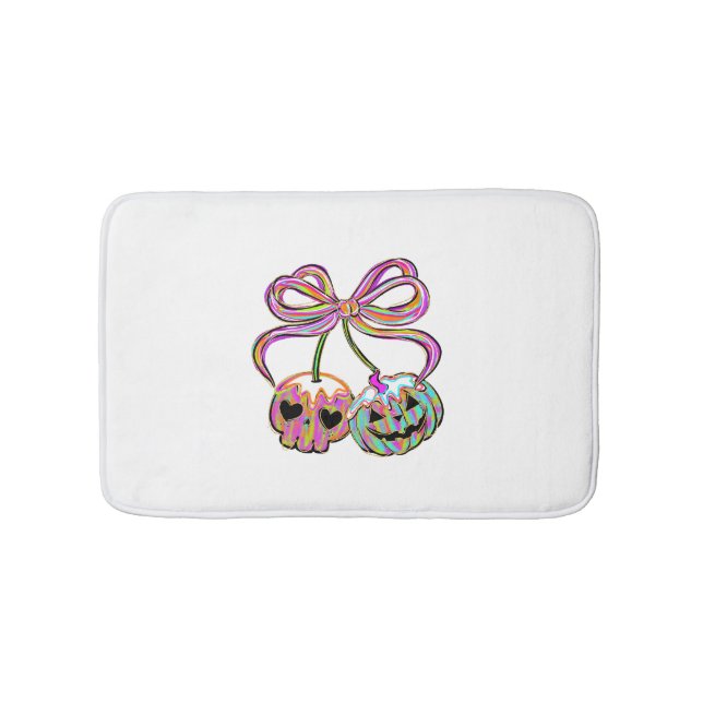 Alfombrilla De Baño Coquette Pumpkin Cherries Halloween (Anverso)