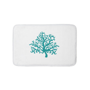 Alfombrilla De Baño Coral Reef Turquoise White Bath Mat