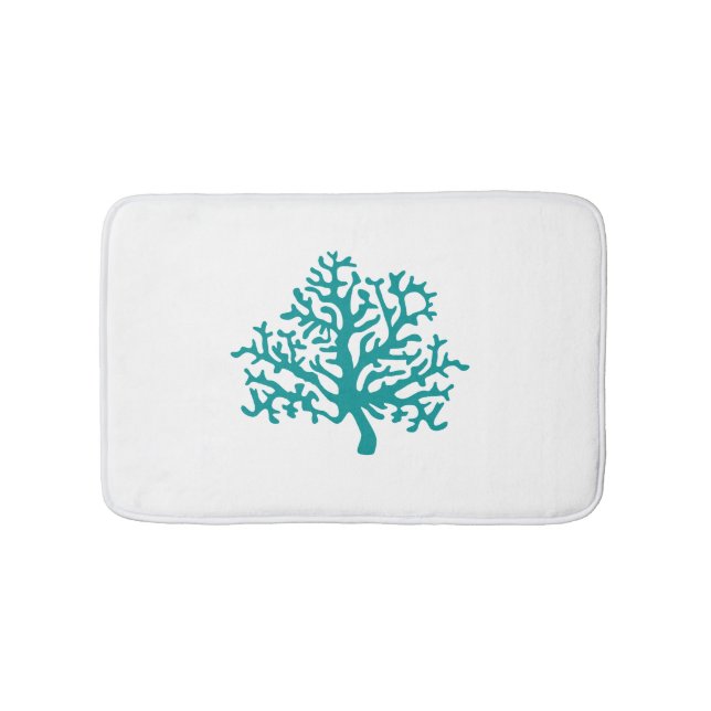 Alfombrilla De Baño Coral Reef Turquoise White Bath Mat (Anverso)