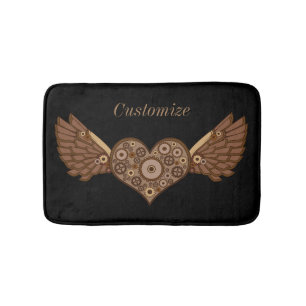 Alfombrilla De Baño Corazón alado Steampunk con Gears Thunder_Cove