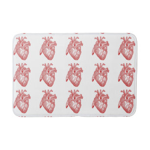 Alfombrilla De Baño Corazón Anatómico de la Antigüedad Roja