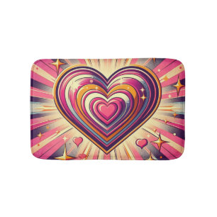Alfombrilla De Baño Corazón de arte pop de los años 70/Mug de San Vale