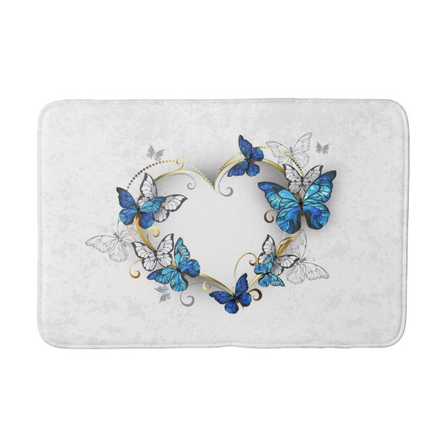 Alfombrilla De Baño Corazón de joyas con mariposas Morfo (Anverso)