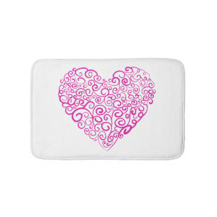 Alfombrilla De Baño Corazón rosa de escritura a mano espiral para Día