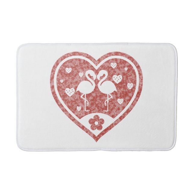 Alfombrilla De Baño Corazón texturizado Flamingo Love (Anverso)