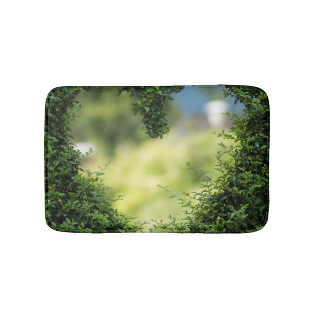 Alfombrilla De Baño Corazón Topiario Verde (Anverso)