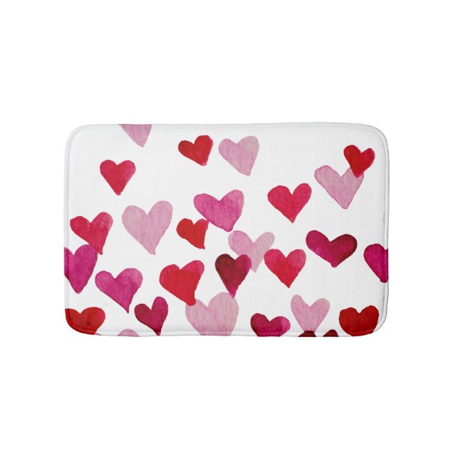 Alfombrilla De Baño Corazones acuarelas del Día de San Valentín - rosa (Anverso)