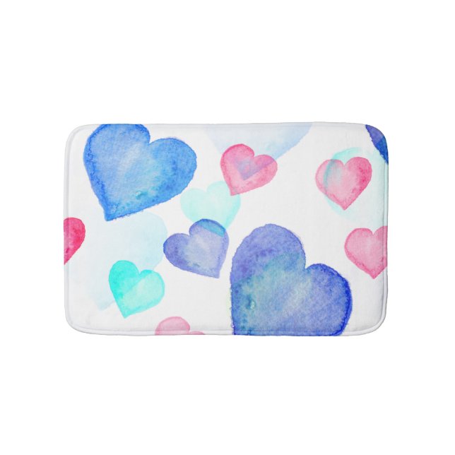 Alfombrilla De Baño Corazones de acuarela (Anverso)