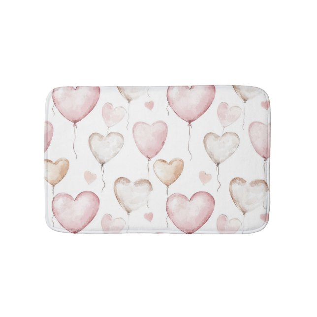 Alfombrilla De Baño Corazones de Crema Rosa (Anverso)