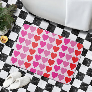 Alfombrilla De Baño Corazones de Fuchsia Rosa Rojo