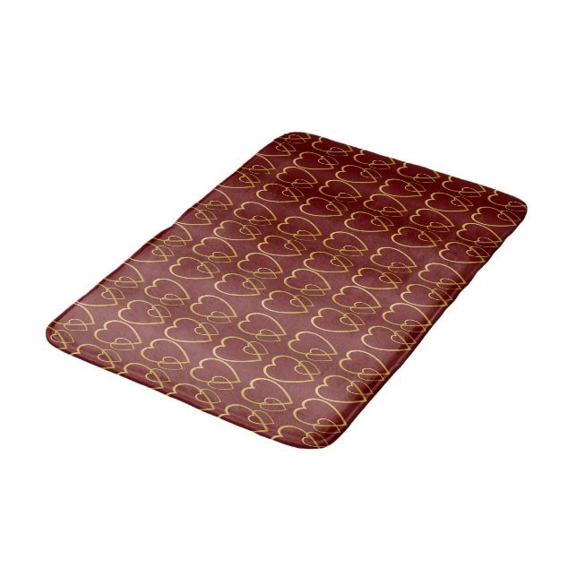 Alfombrilla De Baño Corazones de oro en maroon (Angular)