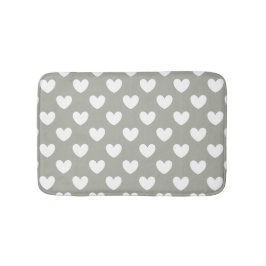 Alfombrilla De Baño Corazones de polka blanca en Pussysaud Gray