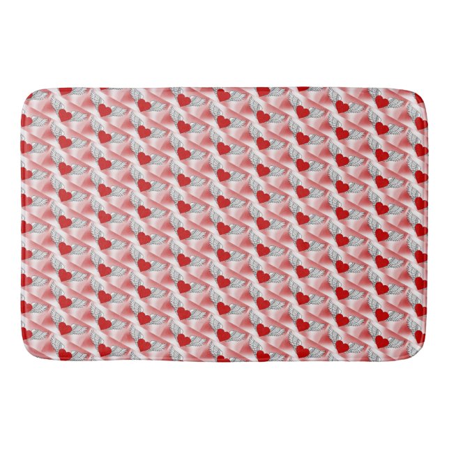 Alfombrilla De Baño Corazones voladores separados (Anverso)