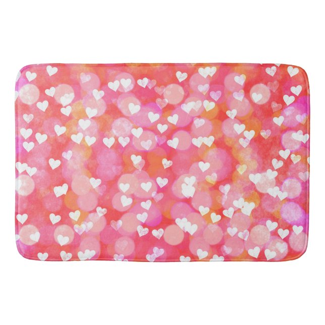 Alfombrilla De Baño Corazones y Bokeh (Anverso)