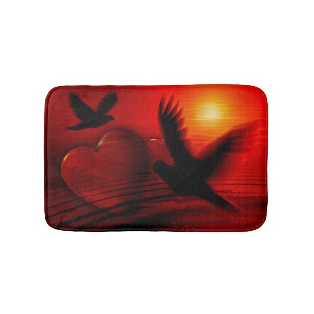 Alfombrilla De Baño Corazones y palomas (Anverso)