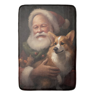 Alfombrilla De Baño Corgi Con Navidades festivos de Santa Claus