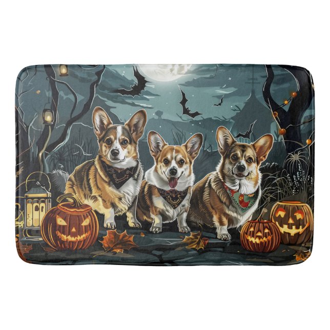 Alfombrilla De Baño Corgi Halloween Spooky (Anverso)