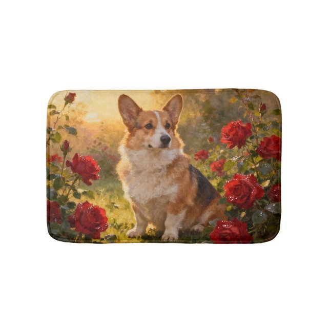 Alfombrilla De Baño Corgi in the Roses III (Anverso)