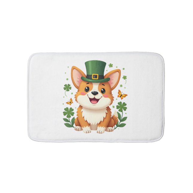 Alfombrilla De Baño Corgi Lover Shamrock Feliz Día de St Patrics (Anverso)