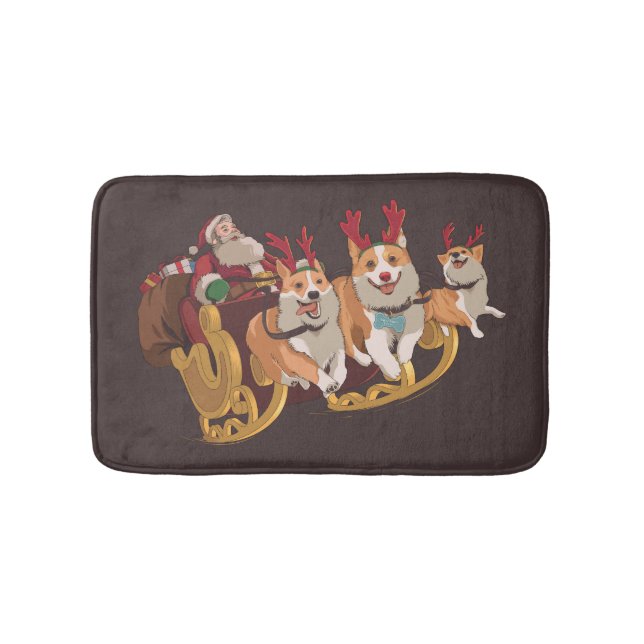 Alfombrilla De Baño Corgis de Navidad (Anverso)