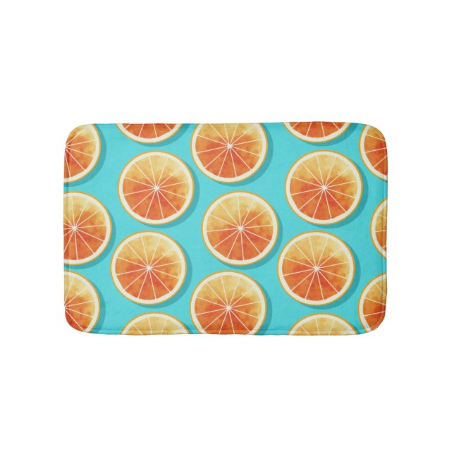 Alfombrilla De Baño Cortes de naranja en azul (Anverso)