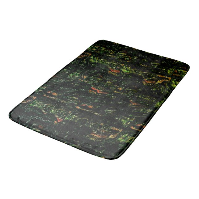 Alfombrilla De Baño Corteza de árbol bajo vidrio verde martillo (Angular)