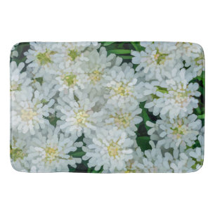 Alfombrilla De Baño Cortina de ducha de arte gráfico con flores blanca