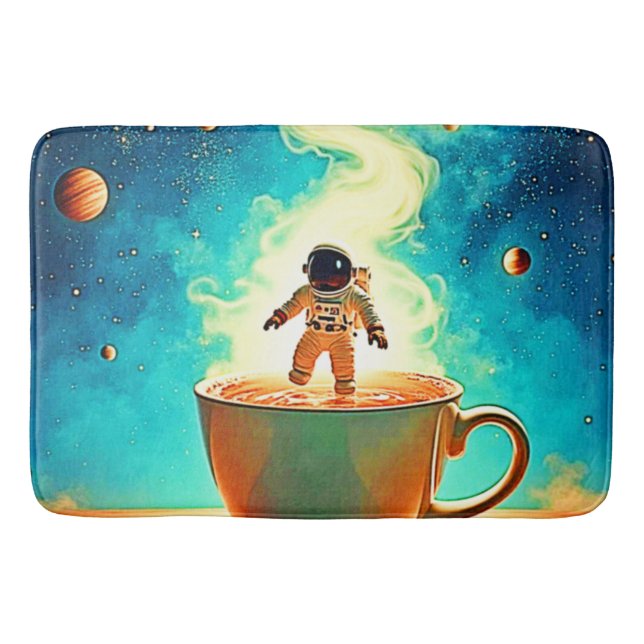 Alfombrilla De Baño Cosmic Brew: Astronaut's Coffee Dream (Anverso)