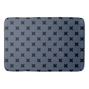 Alfombrilla De Baño Costillas cruzadas negras en azul-gris
