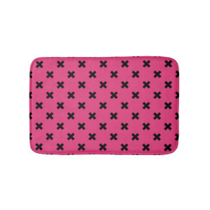 Alfombrilla De Baño Costillas cruzadas negras en fuchsia
