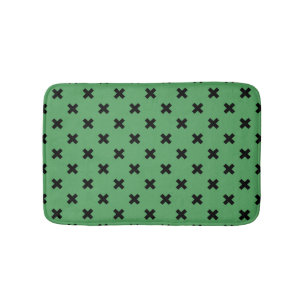 Alfombrilla De Baño Costillas de cruz negra en verde