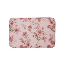 Alfombrilla De Baño Cottagecore floral de los lingotes blancos rosados
