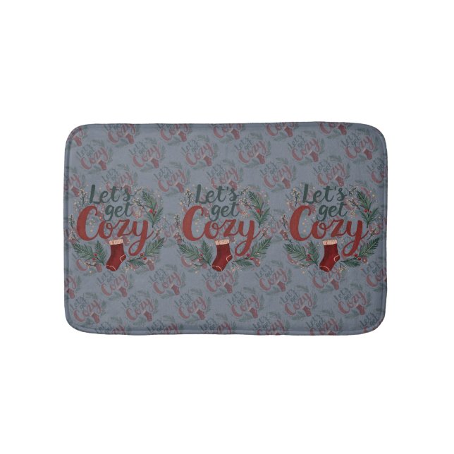 Alfombrilla De Baño Cozy Holiday Pine Berry Lettering (Anverso)