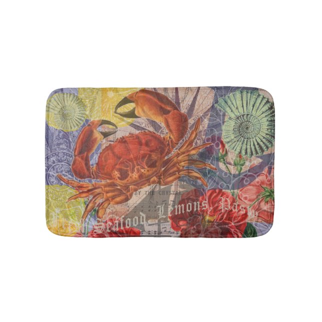 Alfombrilla De Baño Crab Nautical Beach Art (Anverso)