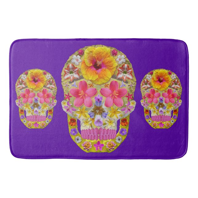 Alfombrilla De Baño Cráneo 4 de la flor - tropical (Anverso)