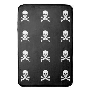Alfombrilla De Baño Cráneo y bandera pirata Rogelio alegre de bandera