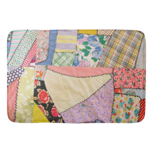 Alfombrilla De Baño Crazy Parchwork Quilt Con Zigzag Stitling