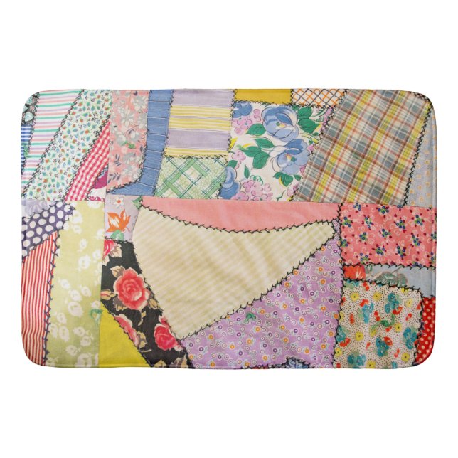 Alfombrilla De Baño Crazy Parchwork Quilt Con Zigzag Stitling (Anverso)