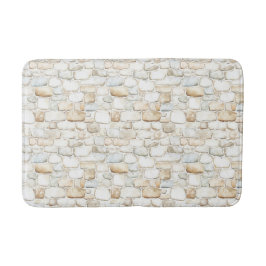 Alfombrilla De Baño Cream White Grey Faux Stones  