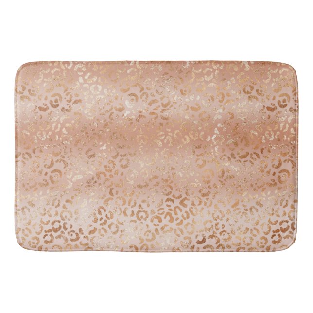 Alfombrilla De Baño Creamy Peach Rosa Rubor Leopard Print  (Anverso)