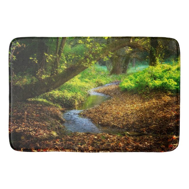 Alfombrilla De Baño Creek forestal Hermoso paisaje natural Foto (Anverso)